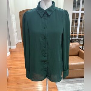 Vince Camuto Deep Green Button-Up Blouse